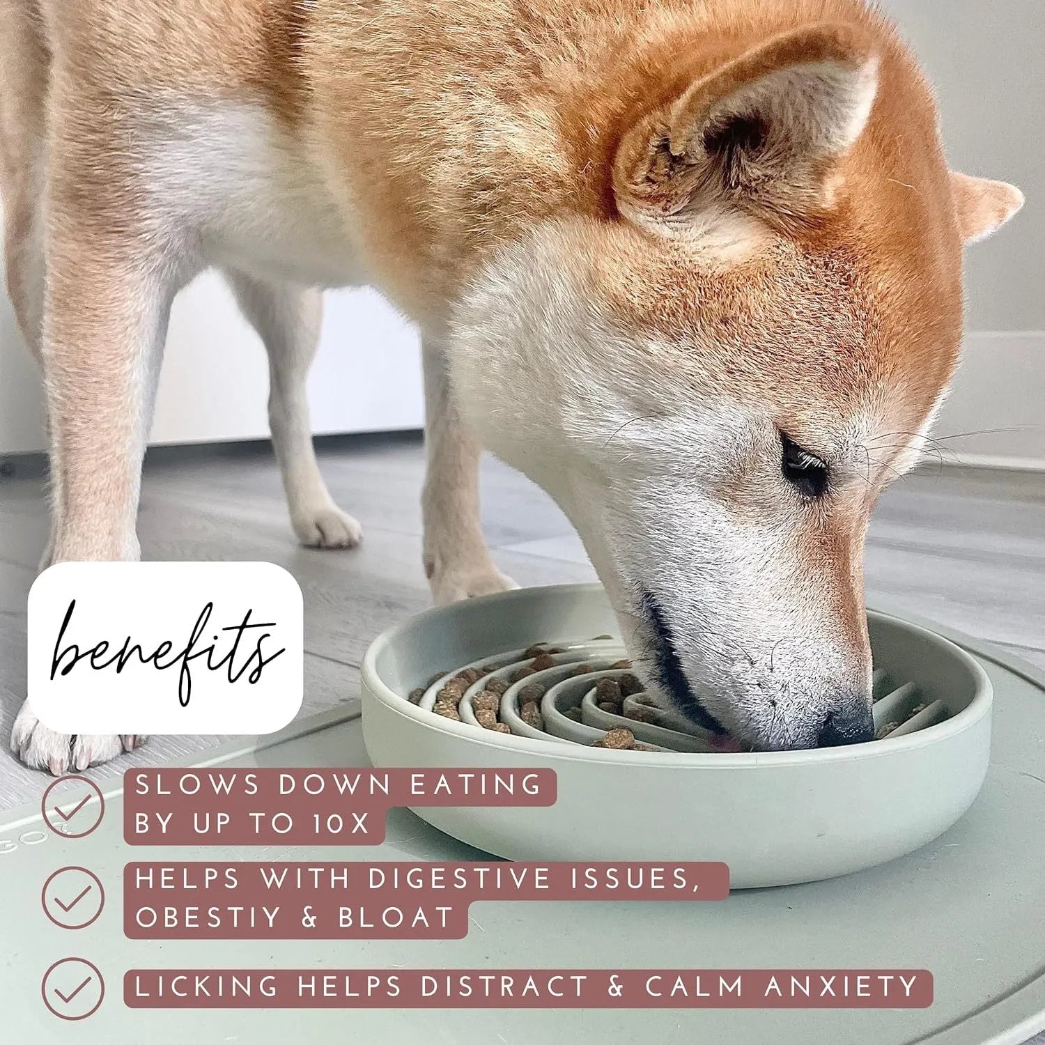 Beige silicone slow feeder dog bowl with ridge pattern for slow eating and lick mat use.