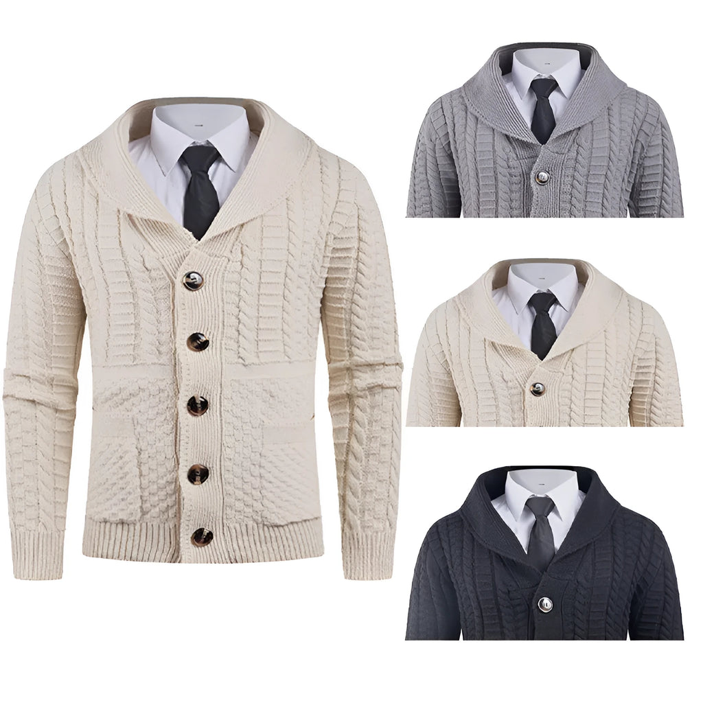 Thickening men's pullover cardigan in light gray made from rabbit fur and modal fabric