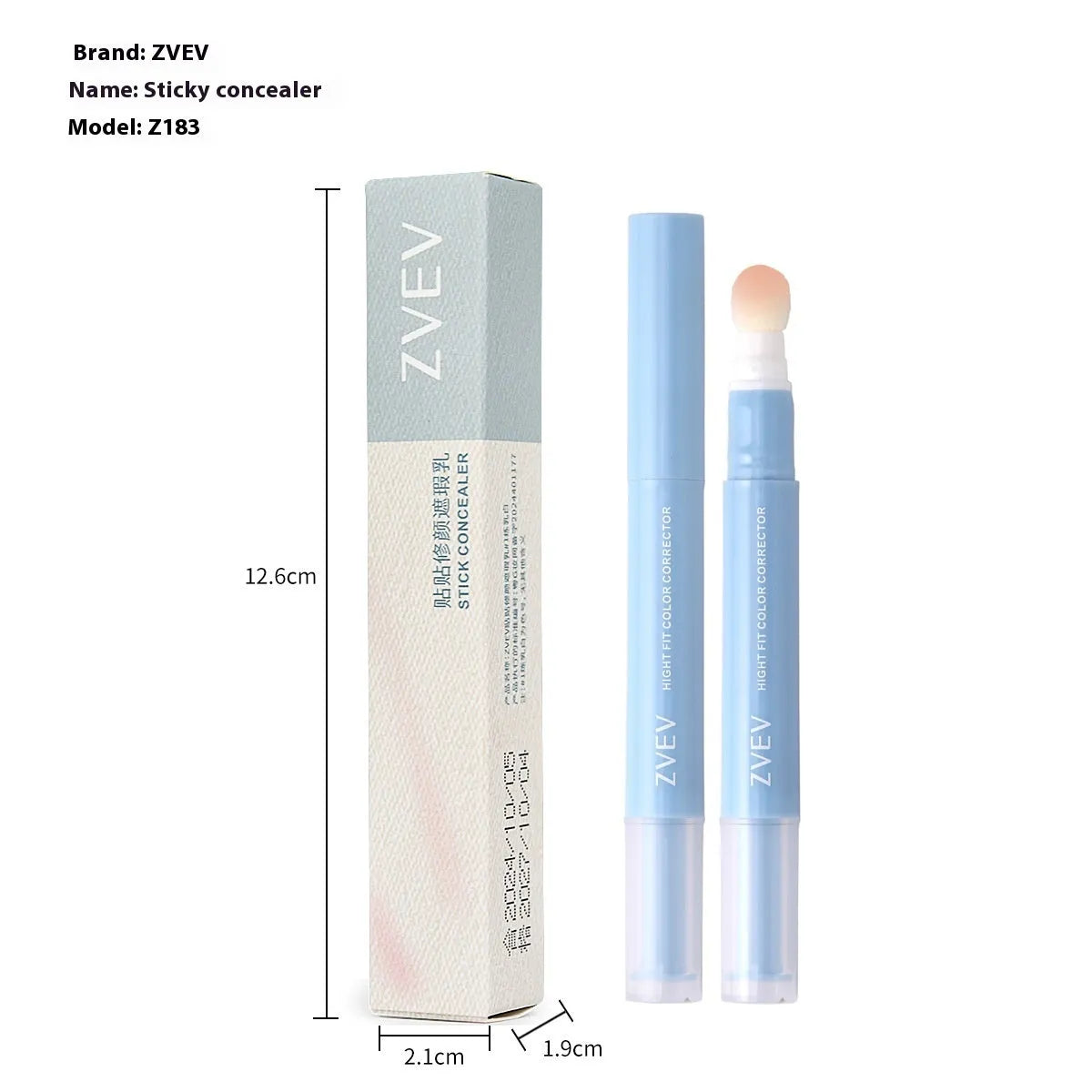 Concealer cream with sponge brush head applicator in three colour options
