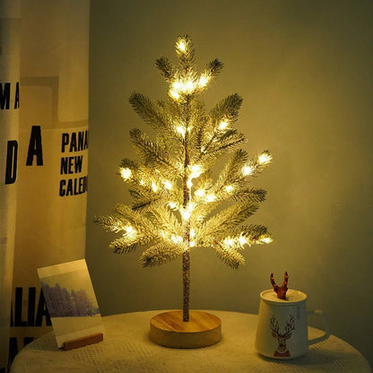 DIY LED PineTree Lamp with warm white lights for Christmas and home decor