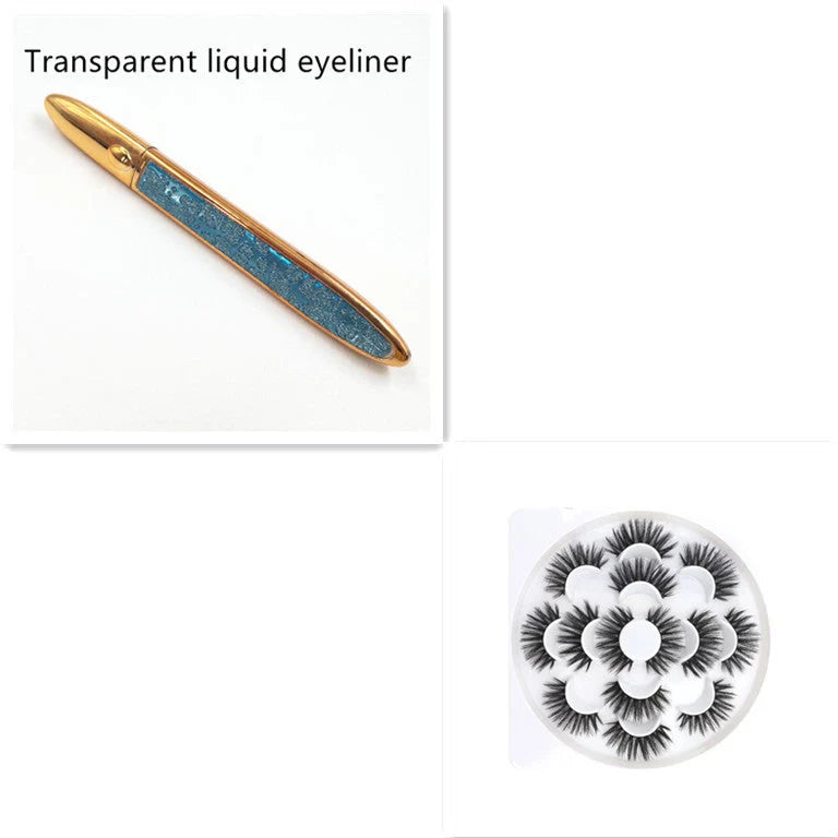 Multicolour self-adhesive false eyelashes with eyeliner for easy application