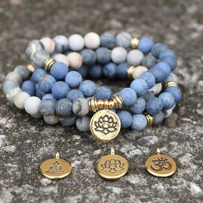 Feiya Frosted Tiger Eye Stone 108 Buddha Beads Lotus Bracelet with manual processing and anti-radiation function