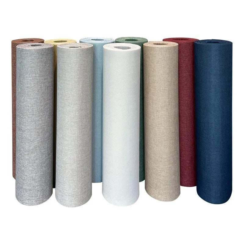 Linen self-adhesive waterproof seamless wall cloth in beige for whole house modern minimalist interior