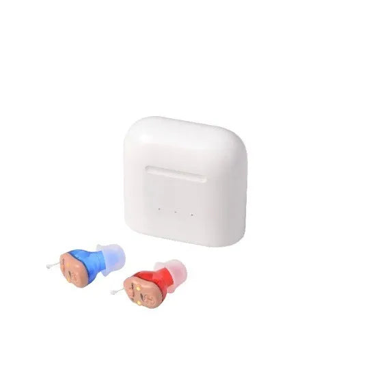 G19 TWS true wireless sound amplifier in silicone casing with charging silo, red blue colour option