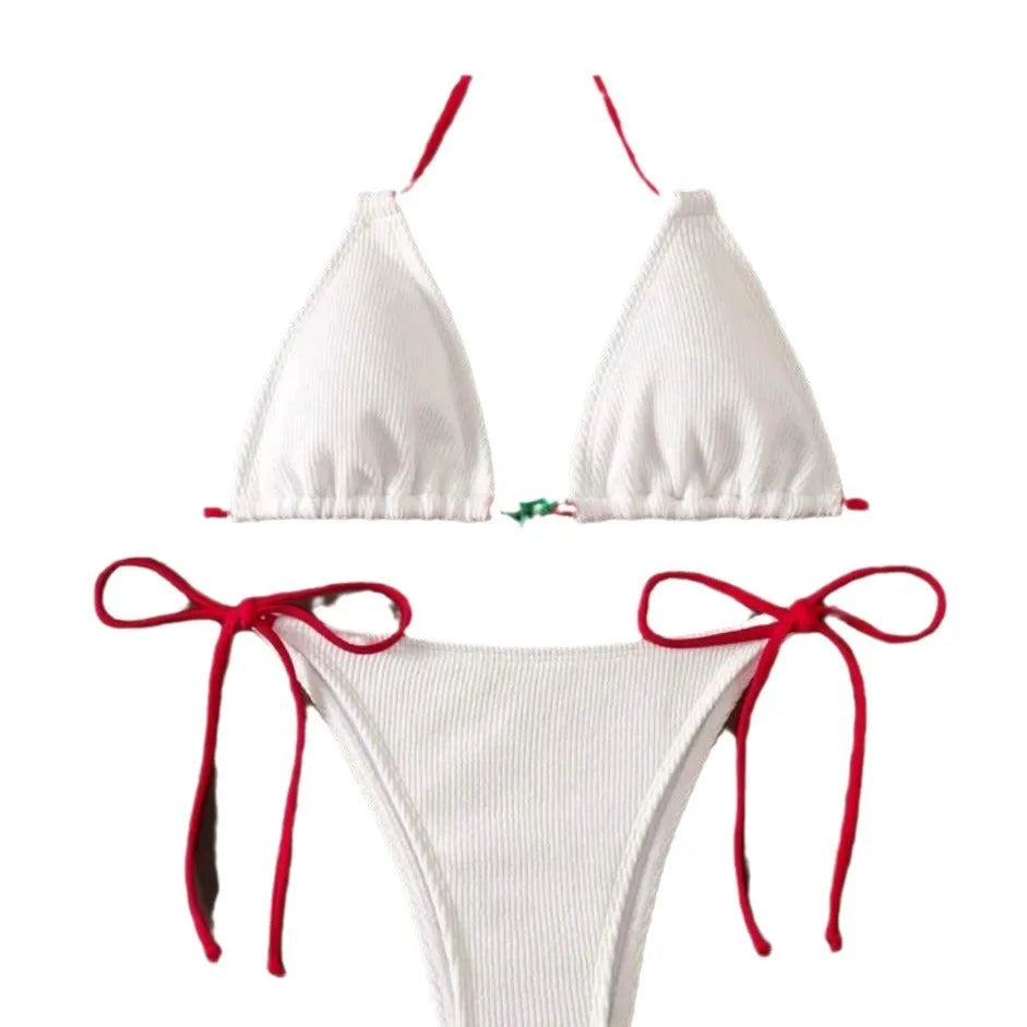 Solid colour backless bikini swimsuit in high elasticity nylon fabric for swimming