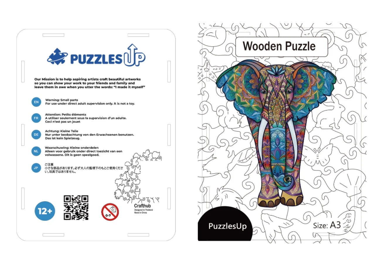 PuzzlesUp Round And Rectangle Wooden Box - Handcrafted Storage Solution