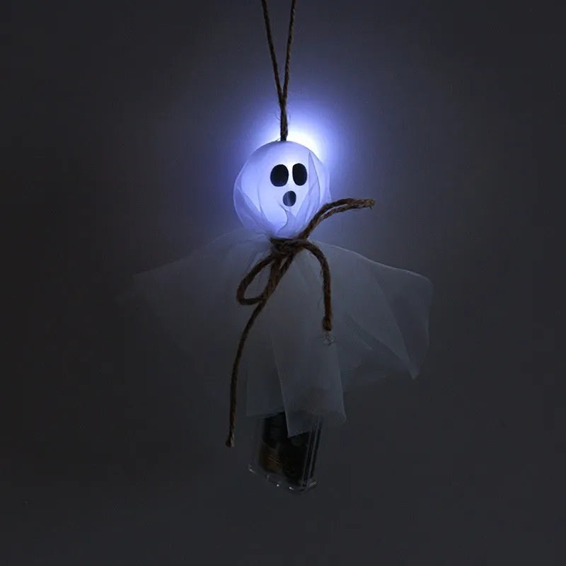 Halloween LED lighting chain with colourful ghost-shaped lights for party decoration