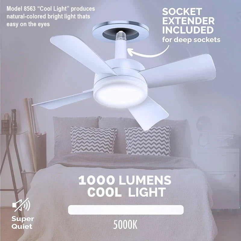 Versatile ceiling fan with integrated LED light, featuring remote control for easy adjustments of fan speed and brightness