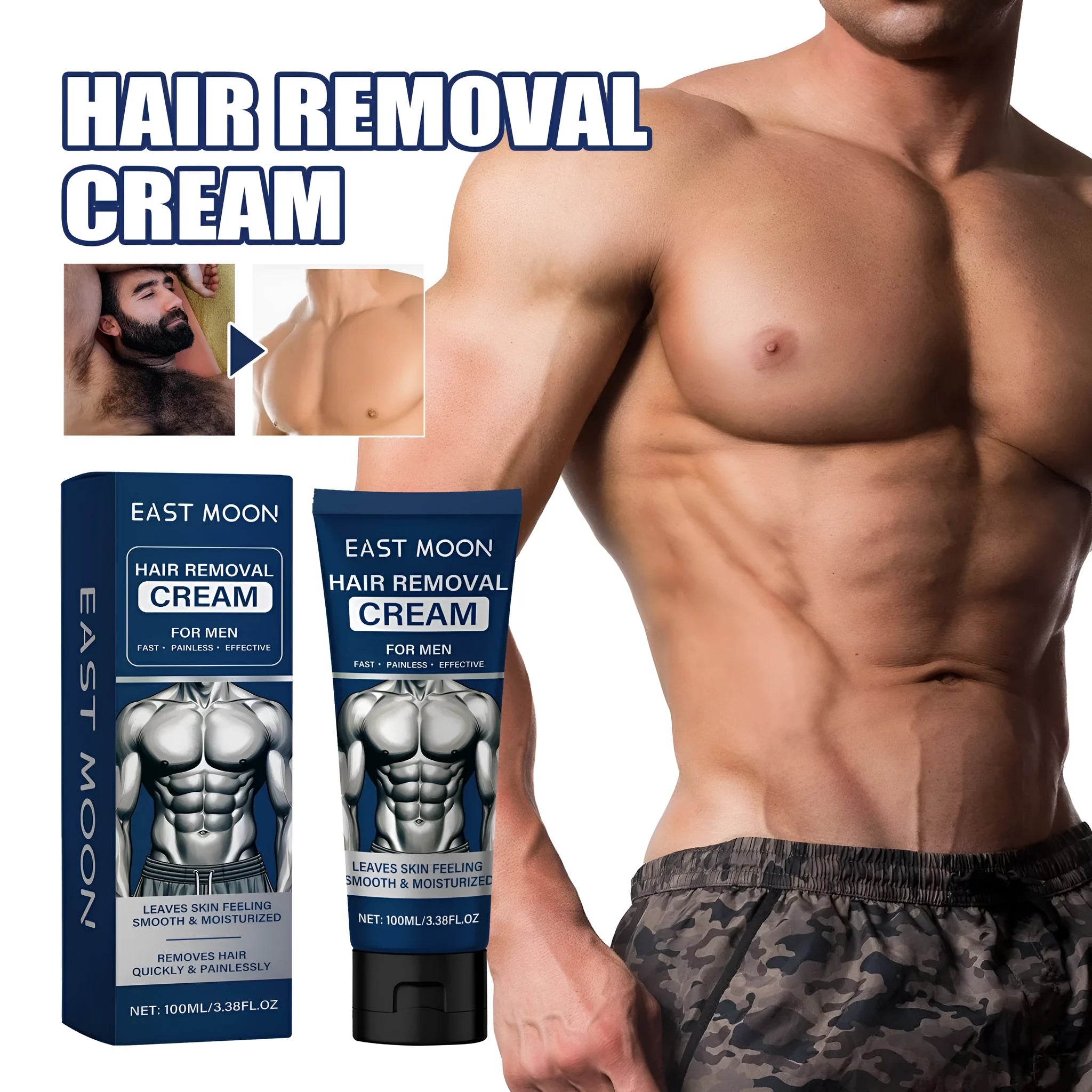 100ml men's hair removal cream container for beard, armpit, hand and leg application