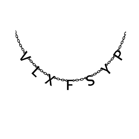 Custom 316L titanium steel initial necklace with 40+5cm chain, engraved 2-7 letters in gold, rose gold, or steel