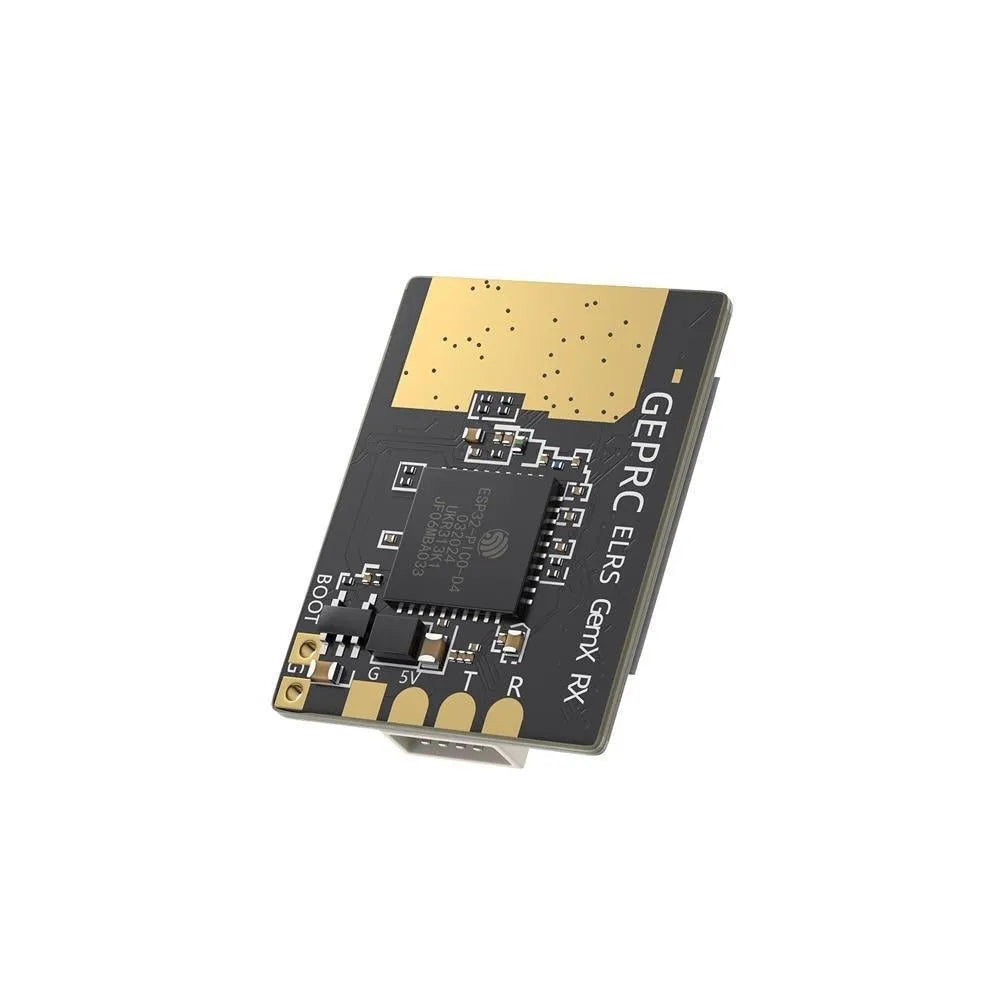 ELRS 915MHz and 2.4GHz dual-frequency FPV receiver unit with two T-shaped antennas and silicone connecting wire.
