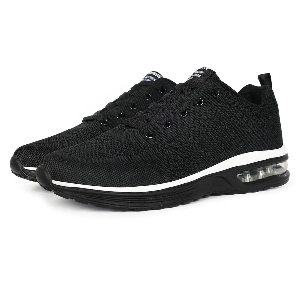 Casual flyknit running shoes in multiple colours with mesh upper and PU sole.