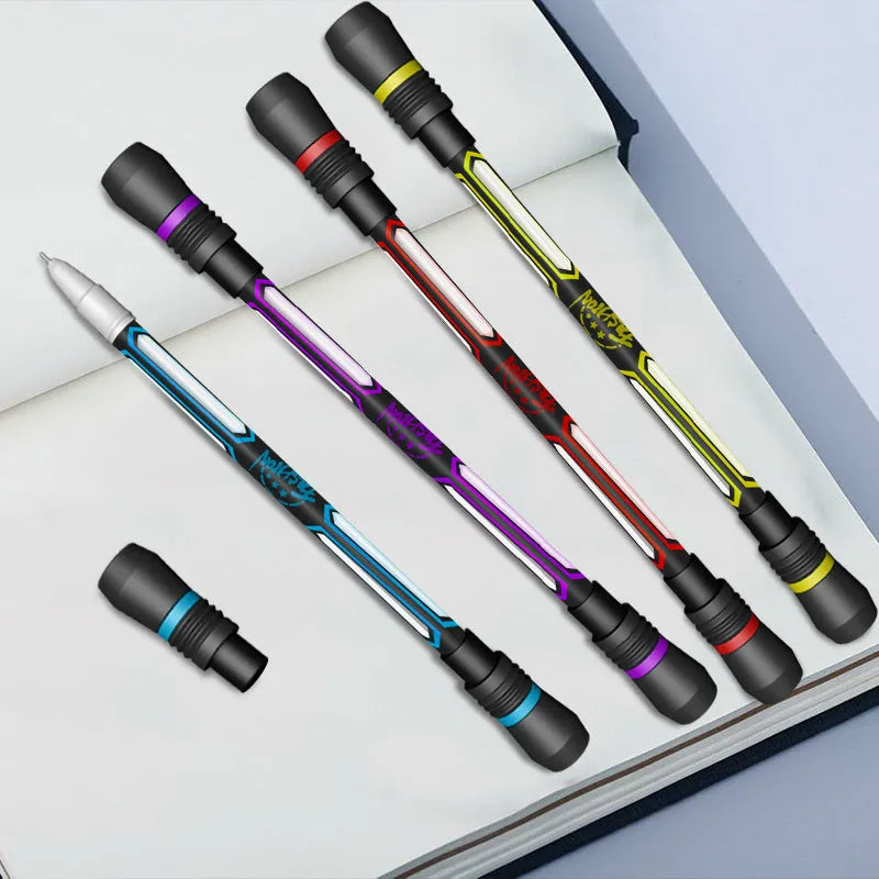Frosted silica gel anti-slip rotating pen showing 0.35mm tip and textured grip