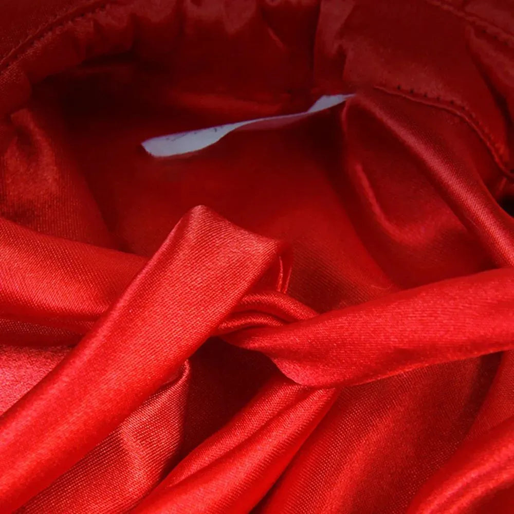 Vampire Halloween cloak costume for small dogs and cats showing three size options with measurements