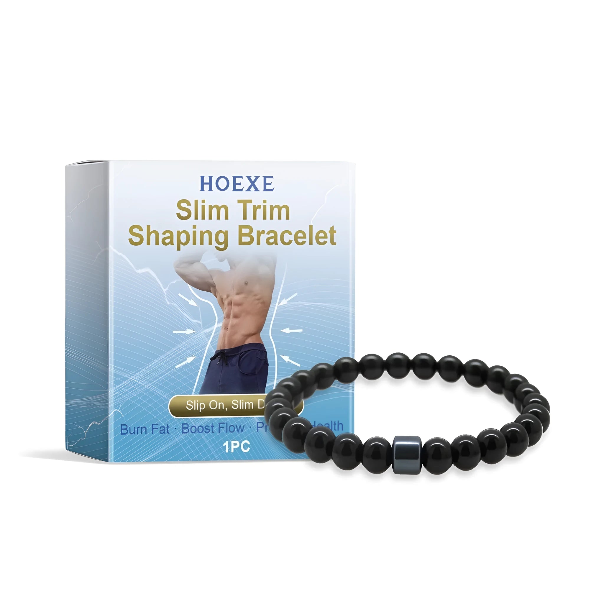Adjustable black gallstone and glass men's body shaping wristband