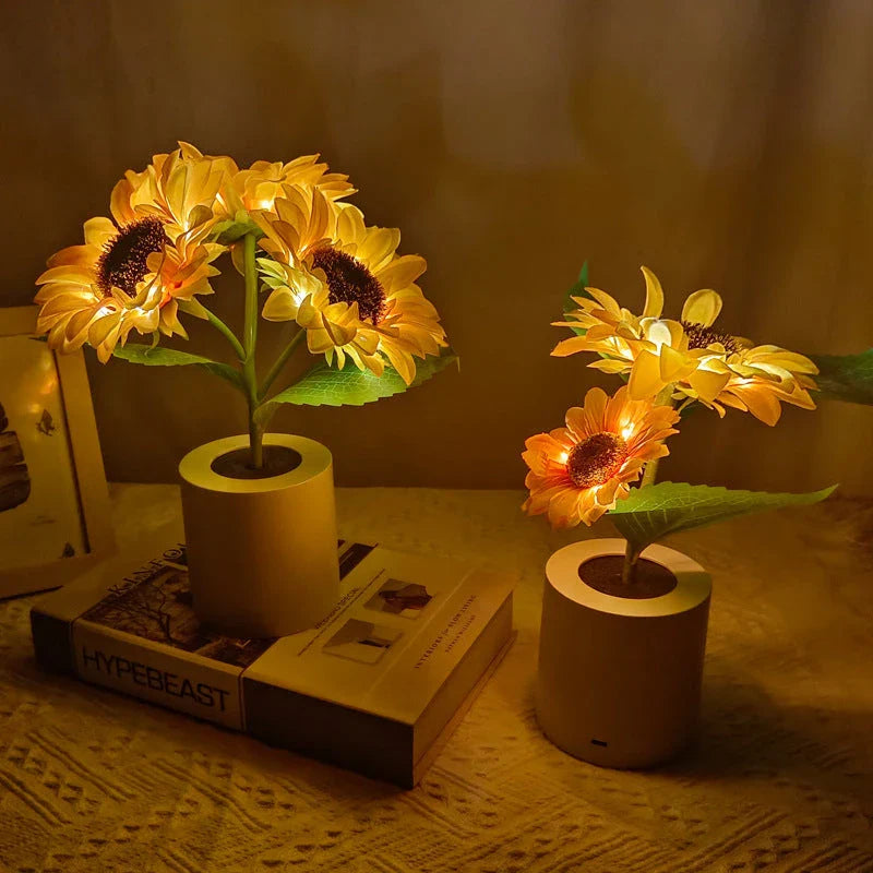 Enchanting Sunflower Lamp with LED modeling lights, creating a warm and natural ambiance for any room in your home