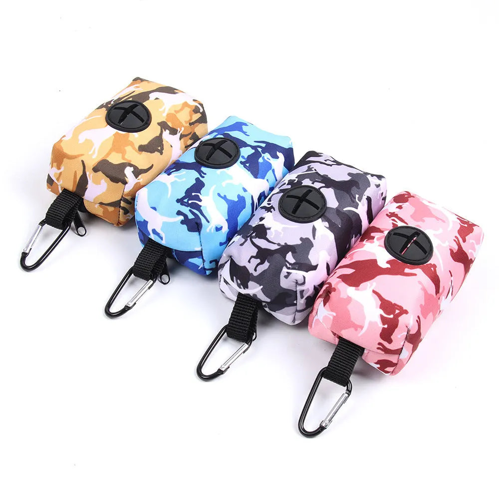 Printed polyester chest harness set for dogs in blue camouflage with strap, four size options