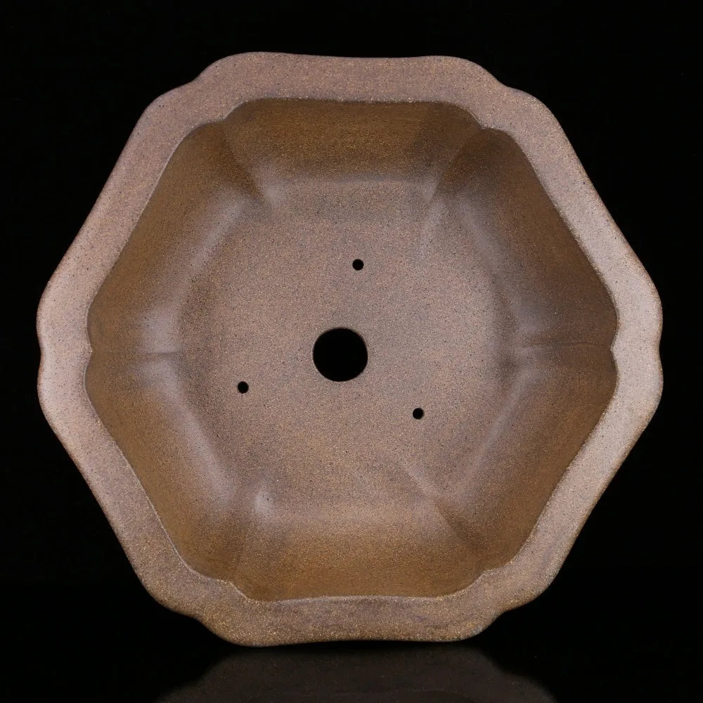 Handmade purple sand plant pot in large hexagonal or begonia basin style for breathable gardening