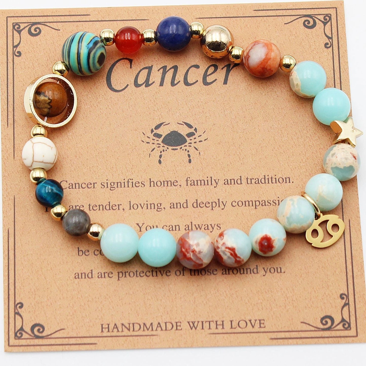 Twelve Constellations Natural Stone Beaded Bracelets - Unisex Astrological Jewellery