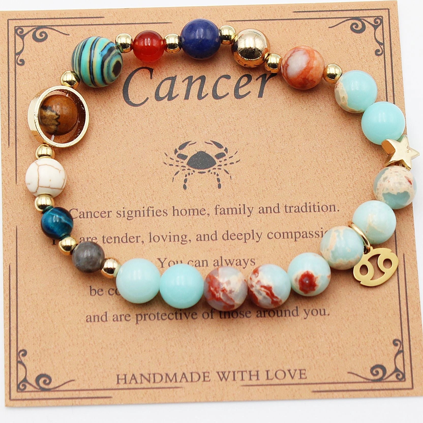 Twelve Constellations Natural Stone Beaded Bracelets - Unisex Astrological Jewellery