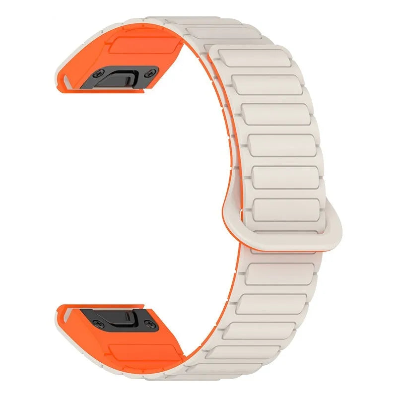 Jiaming silicone magnetic watch band in black with retaining ring style, 22mm width
