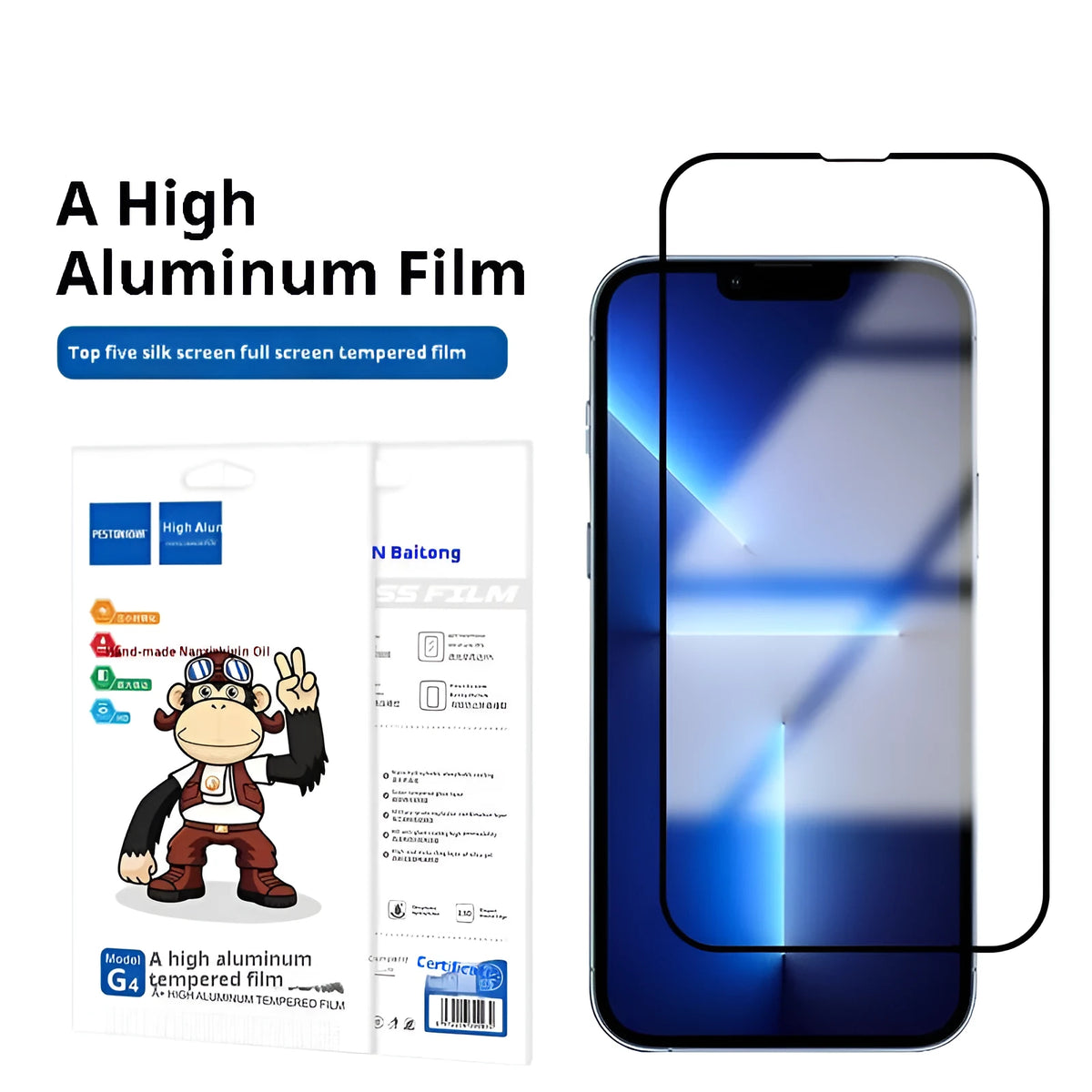 Tempered glass screen protector for iPhone 15 in black colour with HD anti-fingerprint coating
