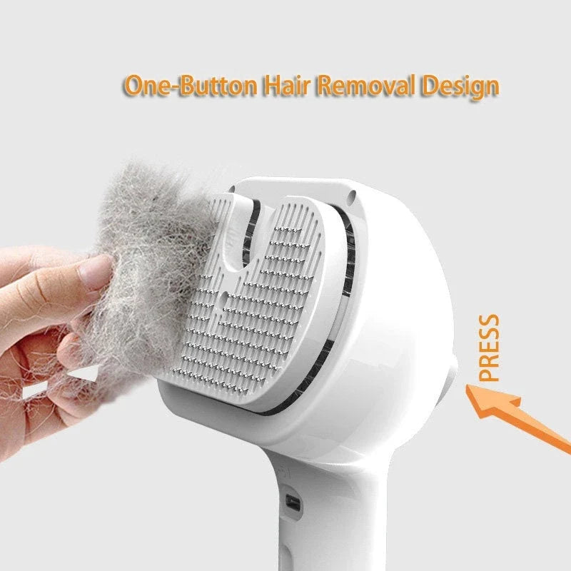 Premium self-cleaning pet grooming brush with mist humidifier for easy detangling and coat conditioning