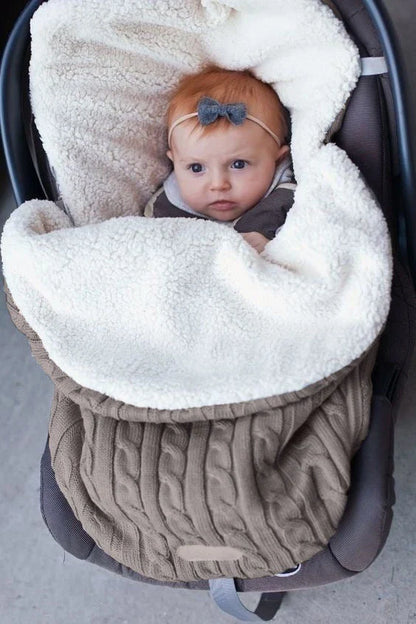 Cozy winter baby stroller sleeping bag with soft, plush lamb cashmere lining and premium cotton wool filling for superior insulation