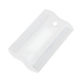 Double-sided plastic flea comb for pets showing dense teeth on one side and standard teeth on the other.