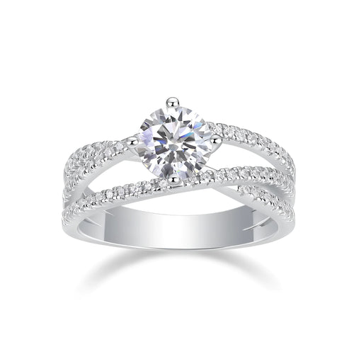 1-carat moissanite S925 silver wedding ring with platinum plating, diamond pen inspectable, gift box