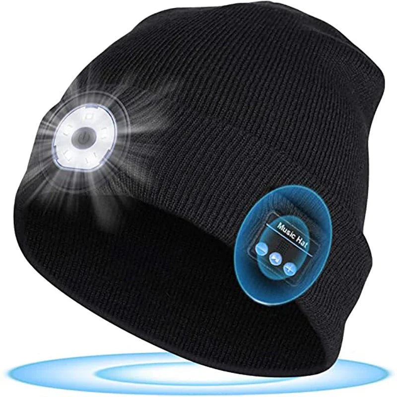 Wireless Bluetooth Beanie Hat with Stereo Headphones for Outdoor Activities and Music Listening