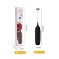 Black and white hand-held electric milk frother with blender function for coffee drinks