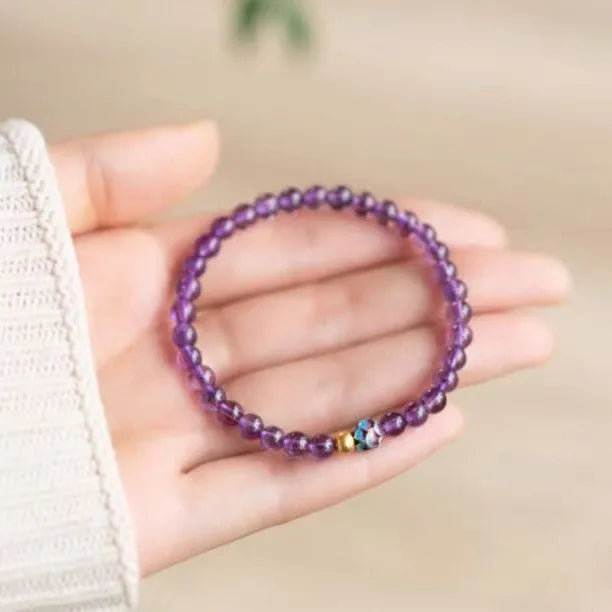 Nine Purple Lotus Bracelet in a retro Chinese student style for women