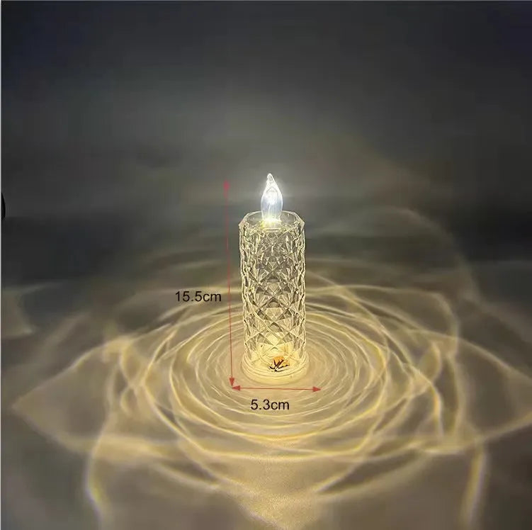 Rose pattern refraction LED electronic candle light in red, PVC construction, available in large and small sizes