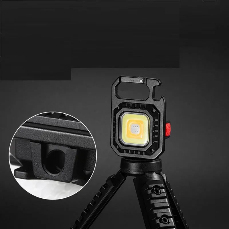 30W multifunctional aluminium alloy keychain light with white yellow red light modes and built-in tools