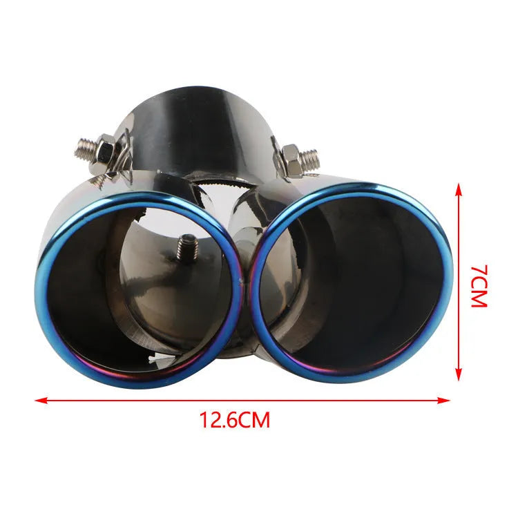 Universal stainless steel automotive exhaust pipe tail muffler with 145mm length in silver black finish