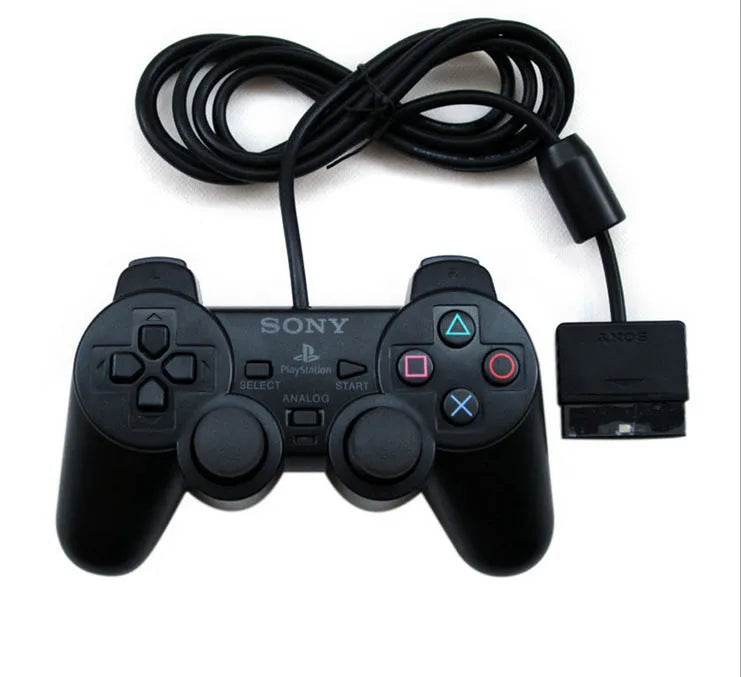 PS2 wired game controller with USB connector in bare metal colour options