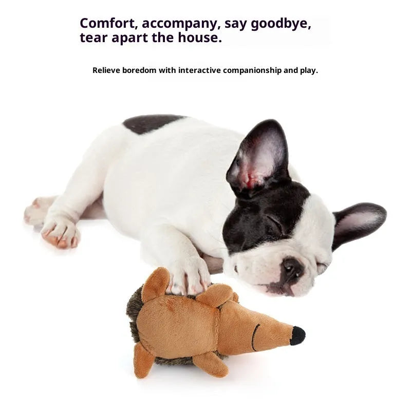 Cute hedgehog-shaped bite-resistant washable plush dog toy 20cm for small and medium dogs