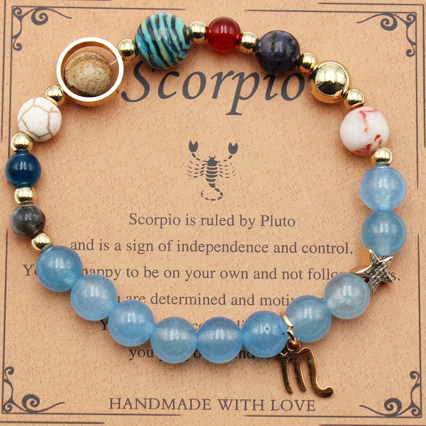 Twelve Constellations Natural Stone Beaded Bracelets - Unisex Astrological Jewellery