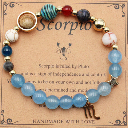 Twelve Constellations Natural Stone Beaded Bracelets - Unisex Astrological Jewellery