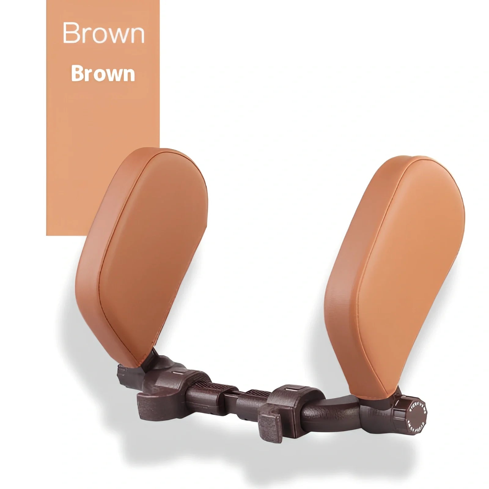 Adjustable car headrest pillow with 36cm bracket and 14cm rotating PU leather cushion