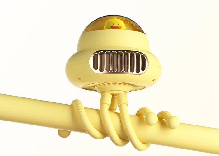 USB Mini Rechargeable Bladeless Fan for Baby Strollers with safety net cover