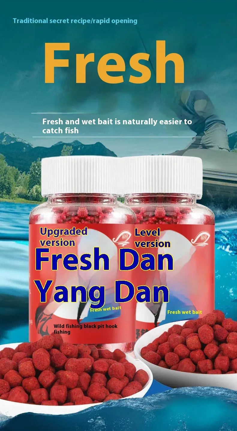 Bottle of Fresh Red Lazy Particle fishing bait for crucian carp and freshwater fish.