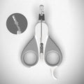 Grey and pink angled cat nail clippers with safety guard and non-slip rubber handles.