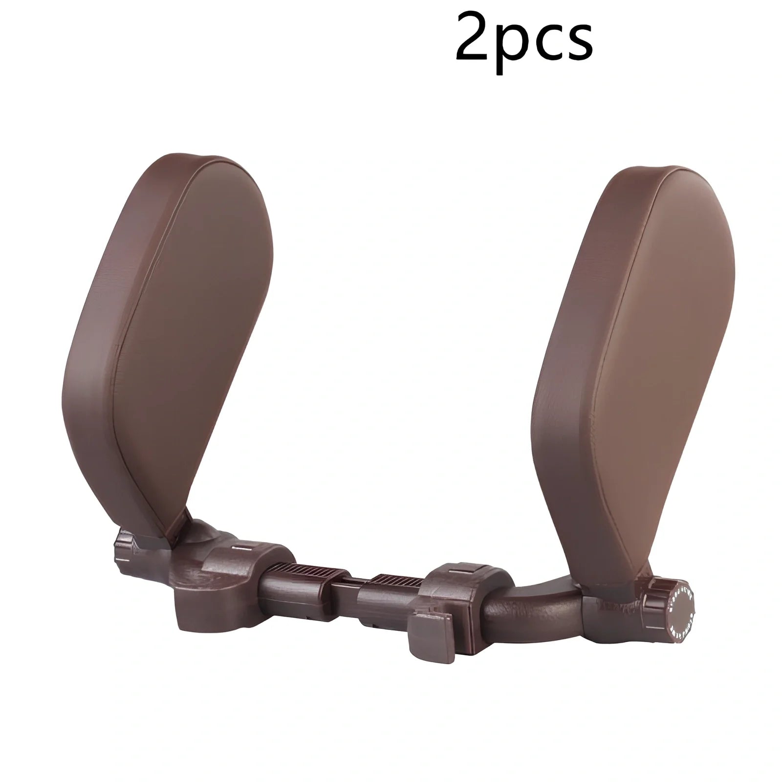 Adjustable car headrest pillow with 36cm bracket and 14cm rotating PU leather cushion