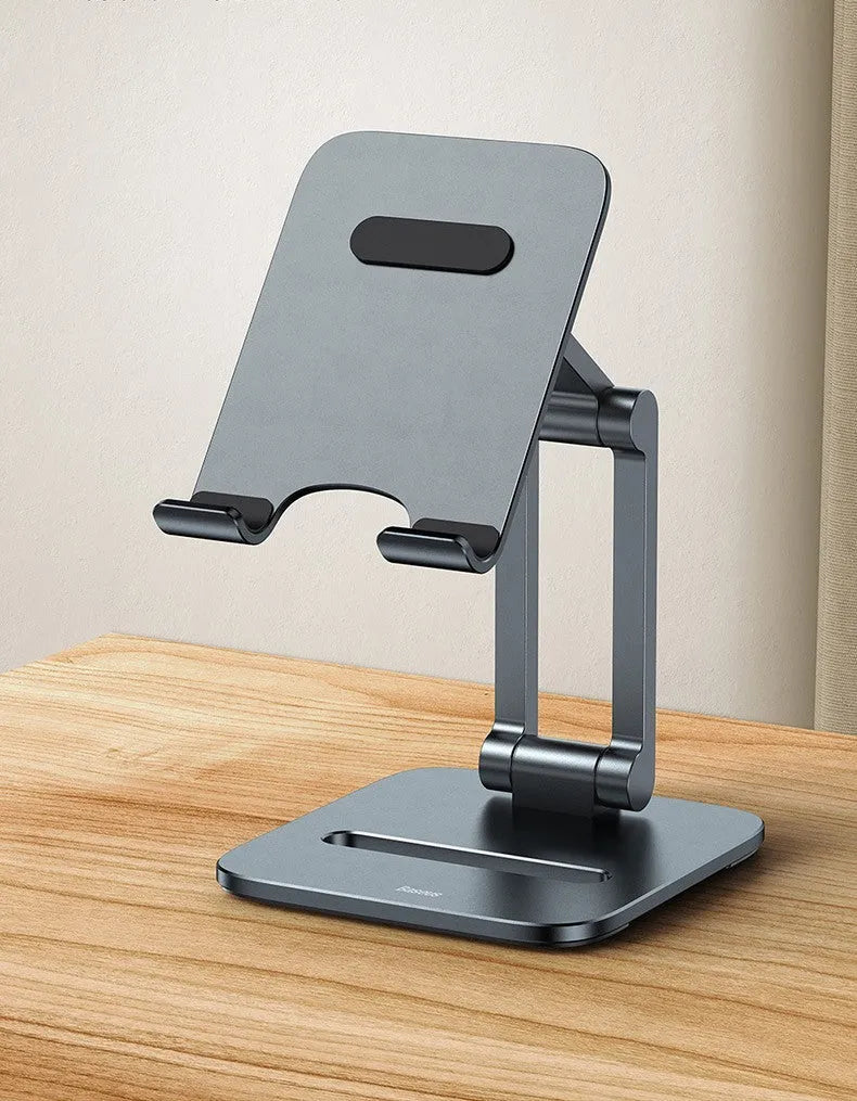 Deep space grey aluminium folding stand for tablets and mobile phones