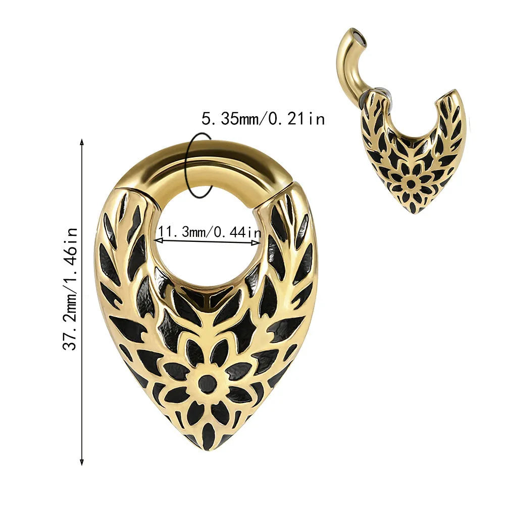 Stainless steel drop-shaped ear extender with totem pattern in four colour styles