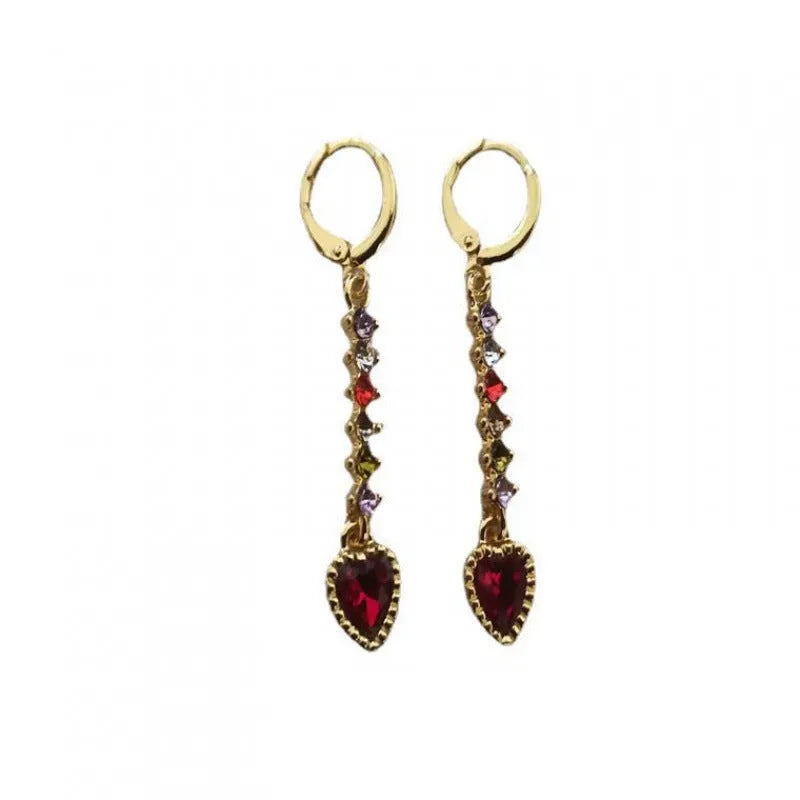 Heart-shaped women's alloy earrings with gold or silver electroplated finish options