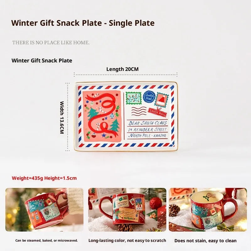 Winter gift ceramic mug 400ml cylindrical shape high temperature resistant microwave safe