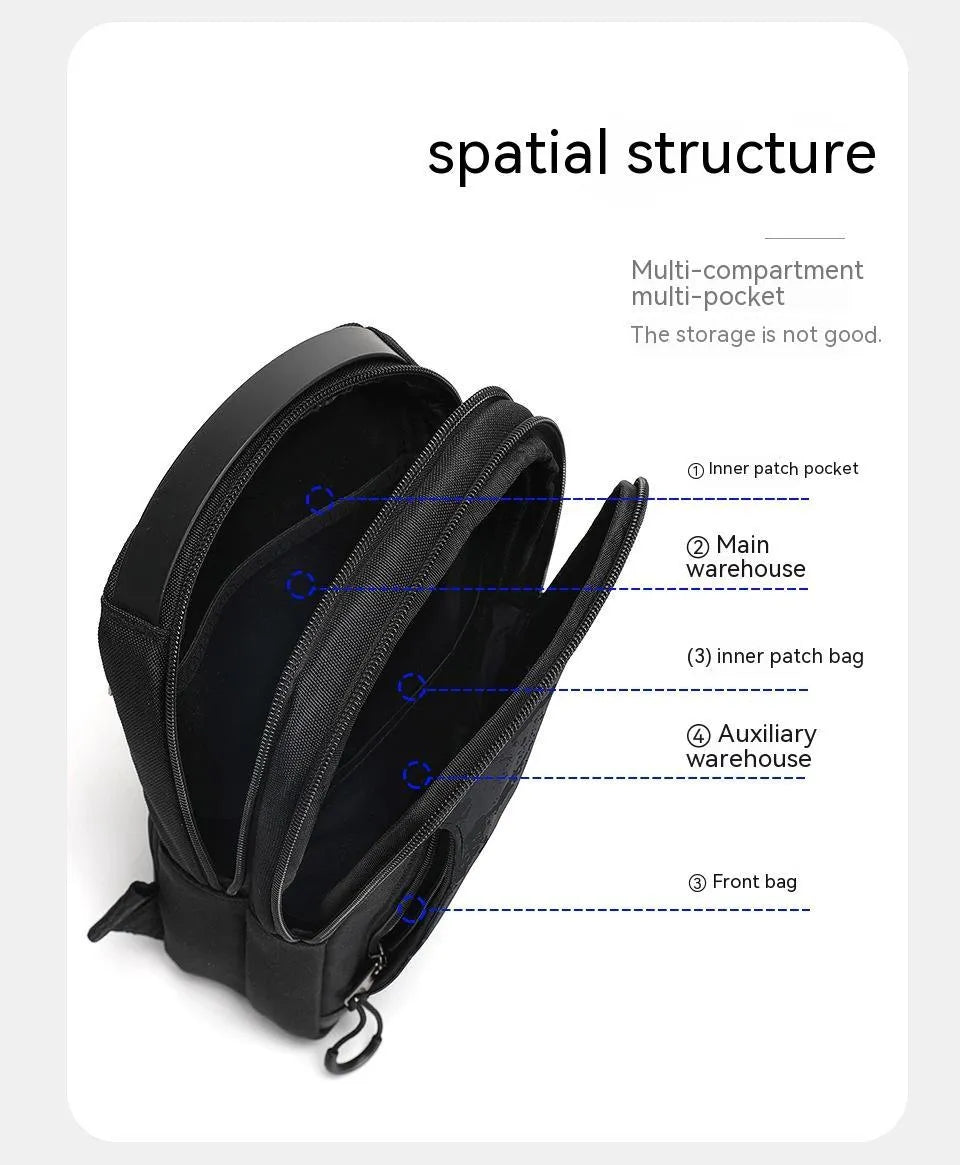 Casual black TPU camouflage chest bag with waterproof function and single shoulder strap